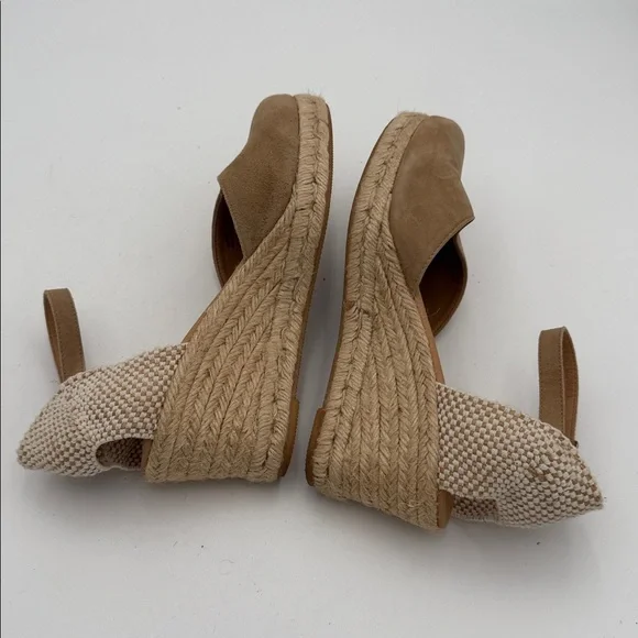 Paseart Tan Espadrille Wedge Sandals women 8M suede casual office beach retro - Picture 8 of 12